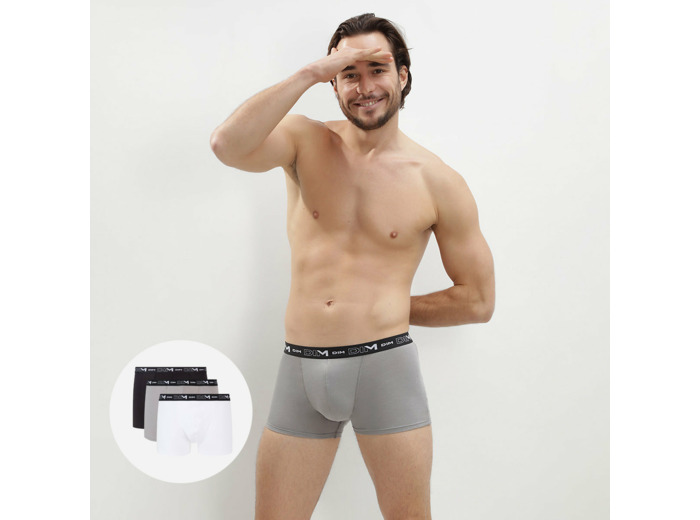 Lot de 3 boxers noir, gris et blanc Homme en coton stretch