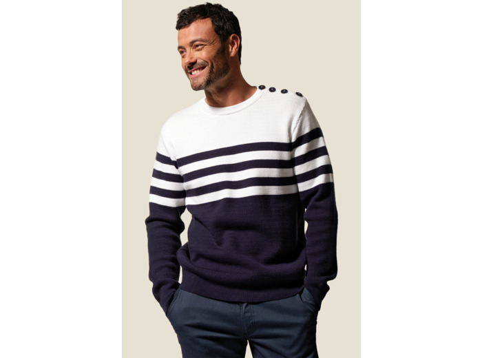 Pull homme rayé col rond Kais