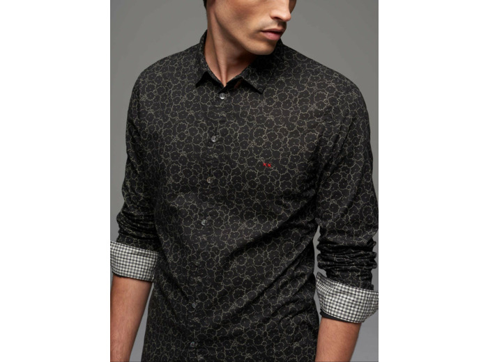 Chemise slim noir ecru
