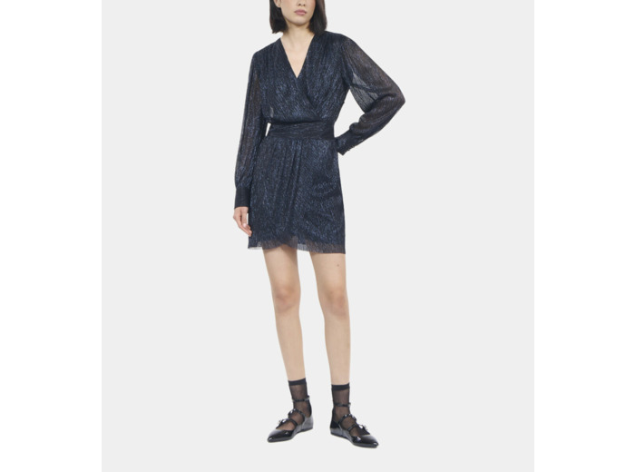 Robe Courte En Jersey Métallisé Bleu Marine dark navy