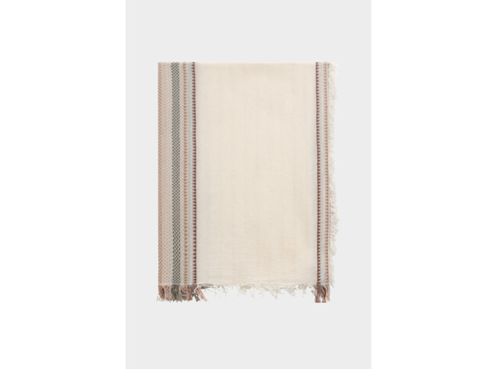 Foulard en coton à rayures brodées - OUYA