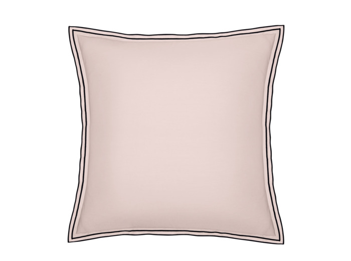 TAIE D'OREILLER | Pure White Percale Lavée - Pink  - Finition Black