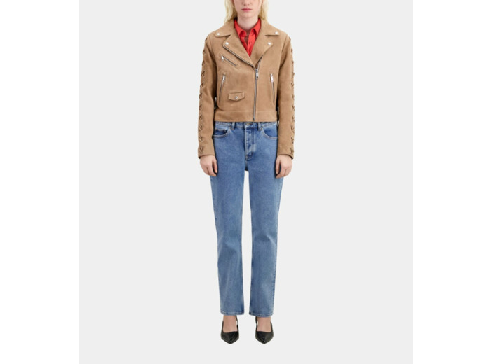 Blouson Cuir Suede beige