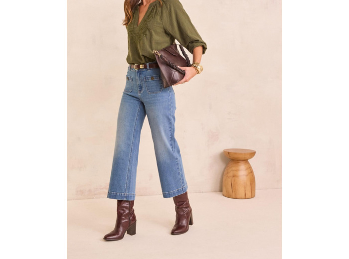 Jean large et cropped en coton mélangé MAE