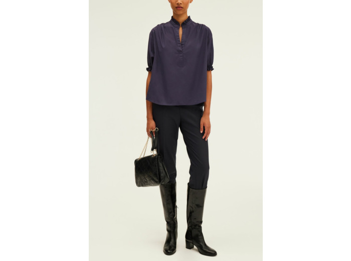 Blouse en coton à col montant