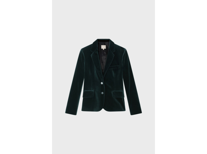 Veste verte de tailleur en velours lisse