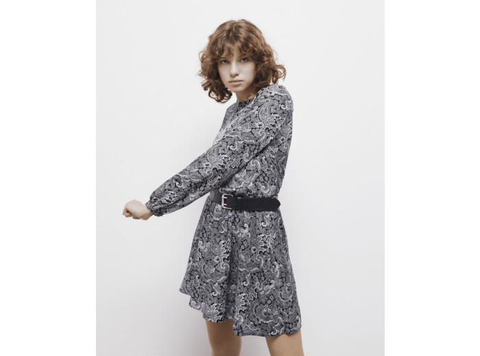 Robe Courte A Manches Longues black white