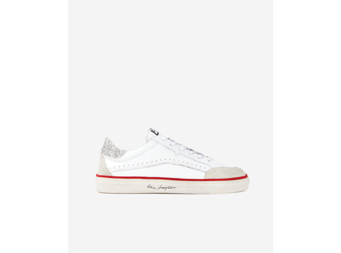 Baskets en cuir blanc avec contrefort à paillettes white