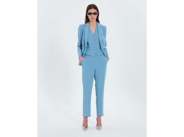 Pantalon ajusté en crêpe bleu
