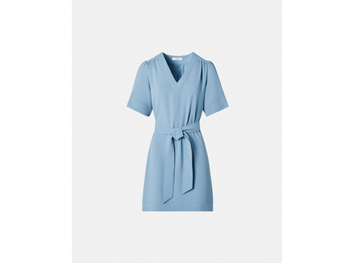 Robe droite en crêpe bleue
