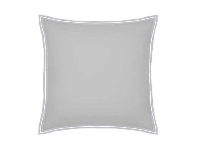 TAIE D'OREILLER | Pure White Percale Lavée - Light Grey  - Finition White