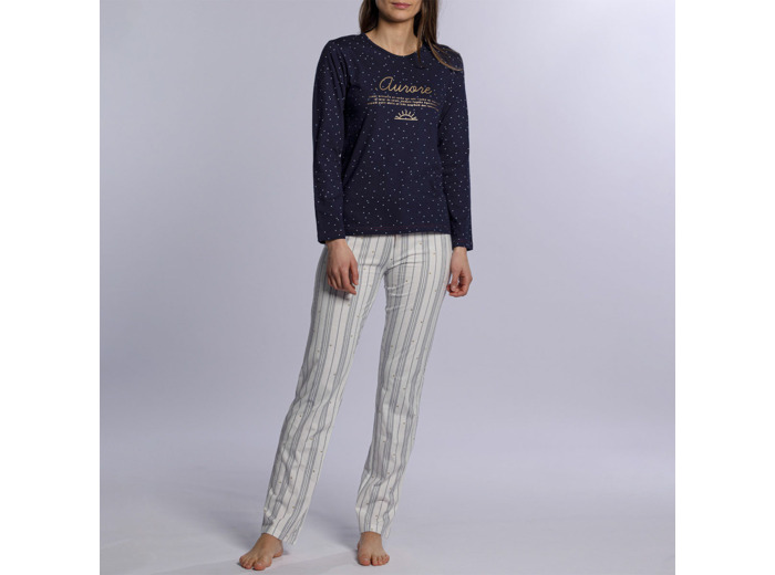 Pyjama femme AURORE marine/imprimé