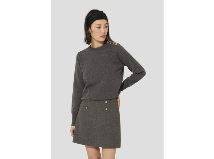 Pull Prunette Gris Chine en Polyester