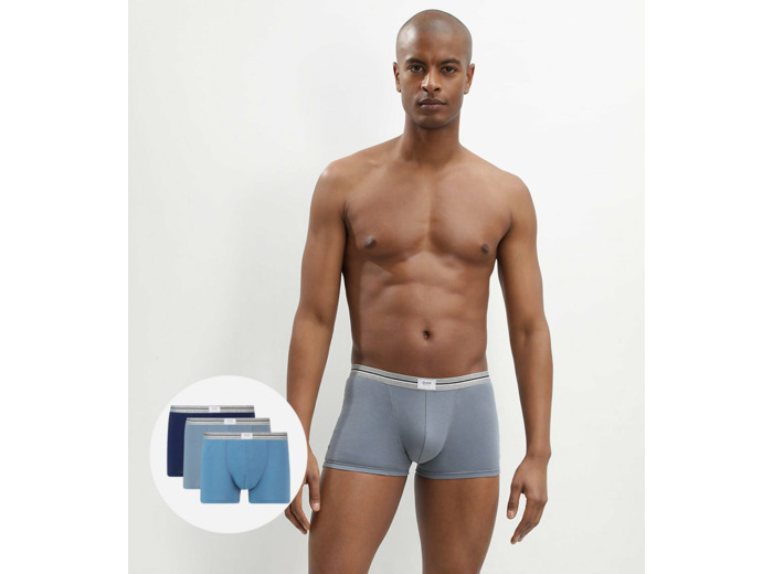 Lot de 3 boxers gris acier noir coton stretch résistant Ultra Resist