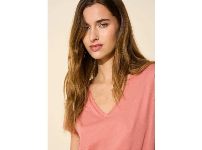 Tee-shirt col V en coton