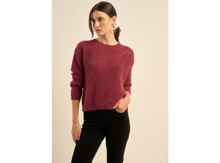 Pull col rond à détails brillants