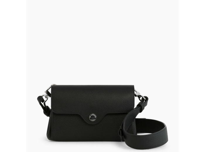 Pochette à rabat avec bandoulière amovible Sans couture en cuir grainé