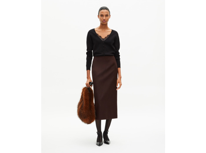 Jupe longue crayon marron brown