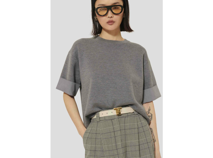 Pull Primer Gris en Laine Merinos Extrafine