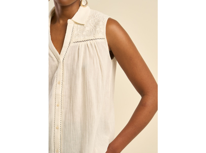 Chemiser sans manches brodé