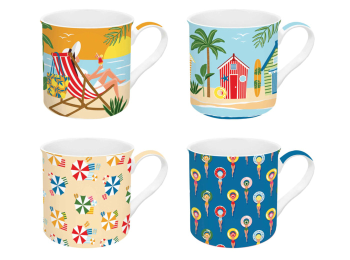 A LA PLAGE Coffret 4 mugs 30cl