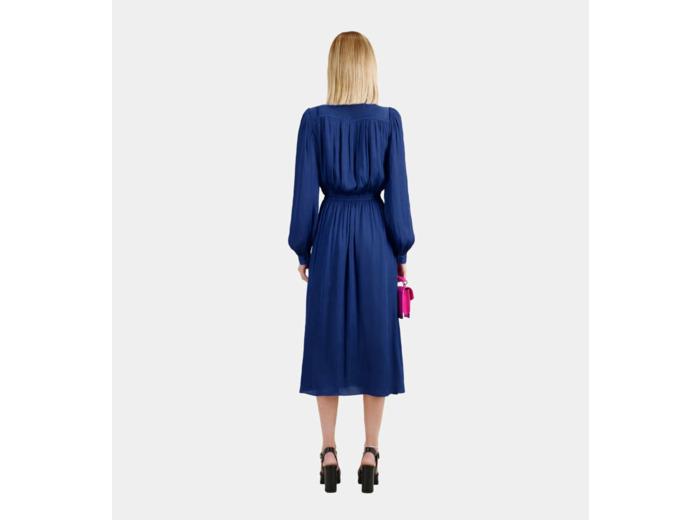Robe Longue Manches Longues A Fronces royal blue