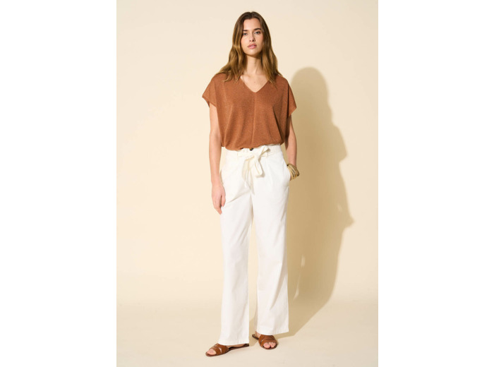 Pantalon taille haute ceinturé