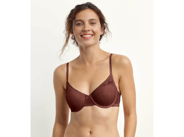 Soutien-gorge corbeille armatures dentelle graphique Cacao Mod de Dim