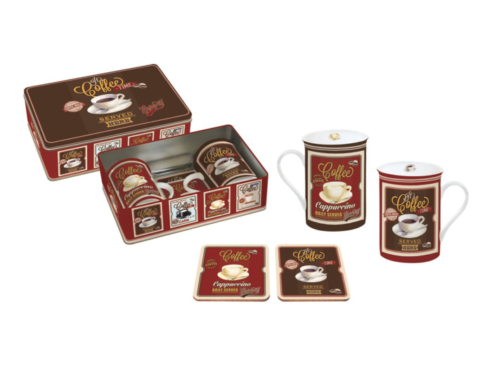 VINTAGE C 2 Mugs 25cl + 2 dessous boite