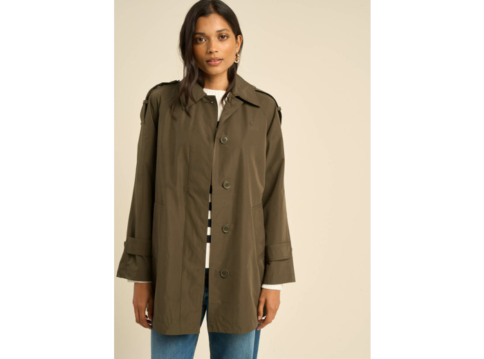 Trench mi-cuisse en matière déperlante