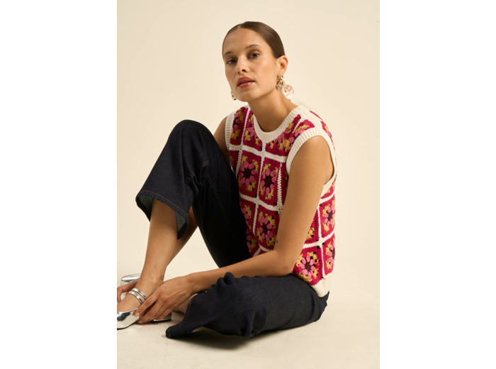 Pull sans manches en crochet