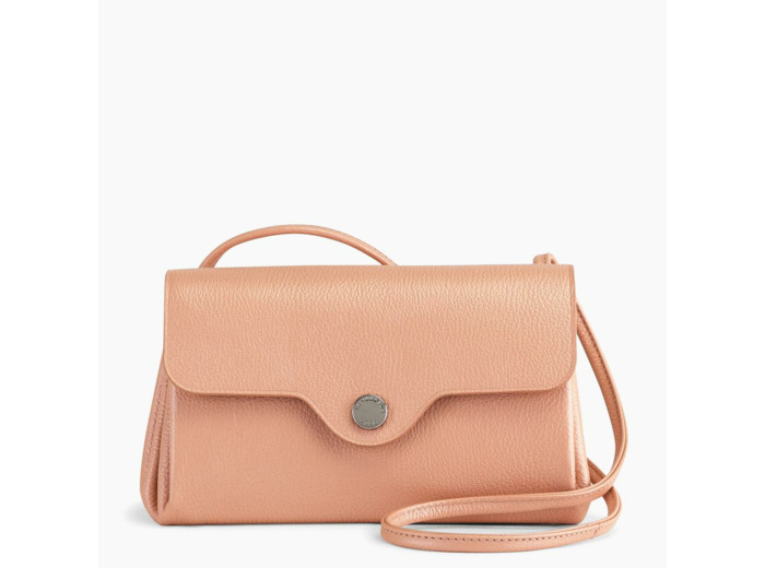 Pochette à rabat avec bandoulière amovible Sans couture en cuir grainé