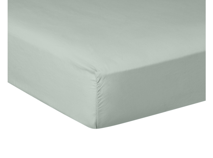 DRAP HOUSSE | Pure White Percale Lavée - Light green