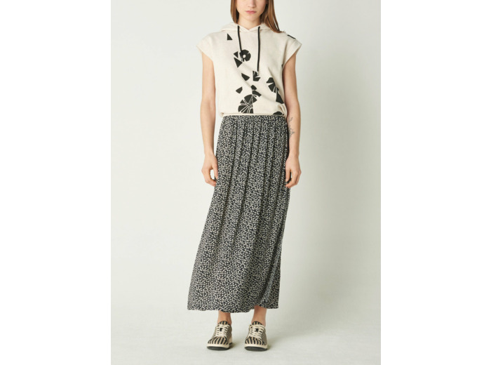 Jupe isa fleurettes noires