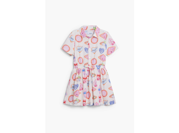 Robe À Manches Courtes En Tissu – Fille