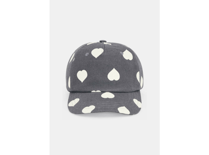 Casquette Carole grise imprimé coeurs