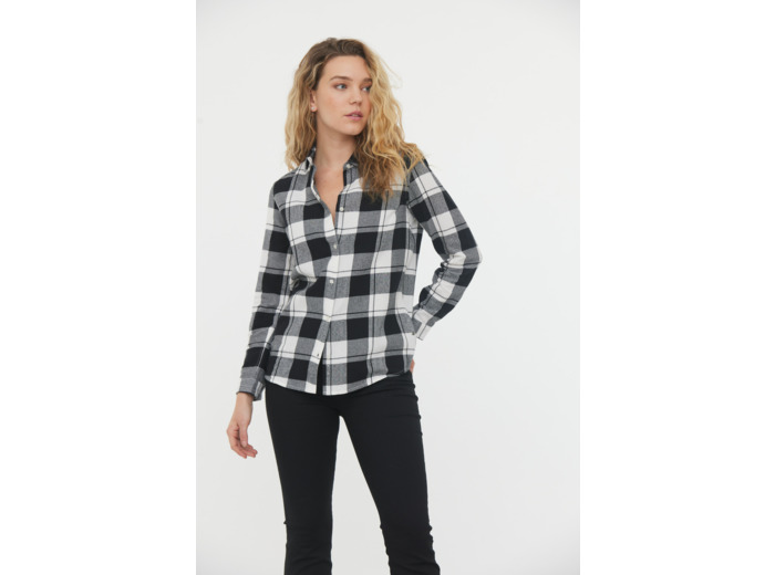 Chemise en flanelle à carreaux noir et blanc