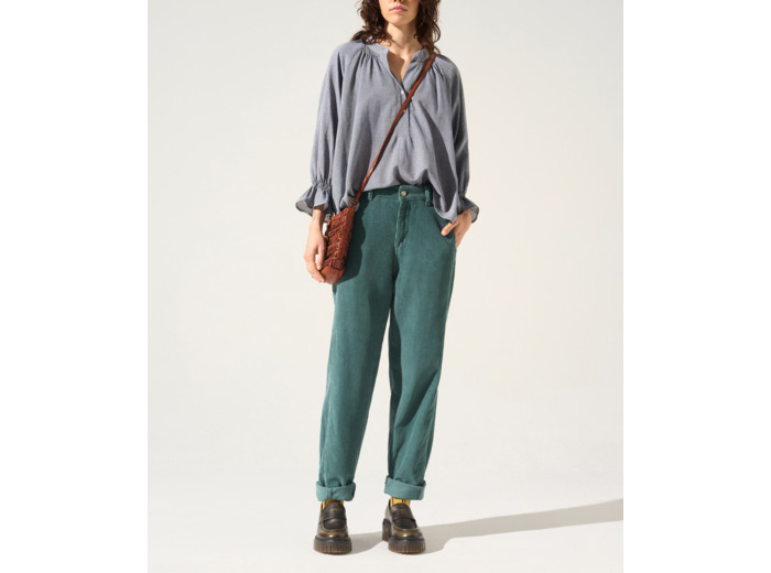 Jean velours vert de gris