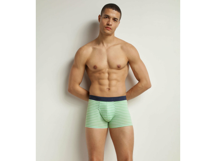 Boxer homme en coton stretch Vert à rayures Dim Fancy