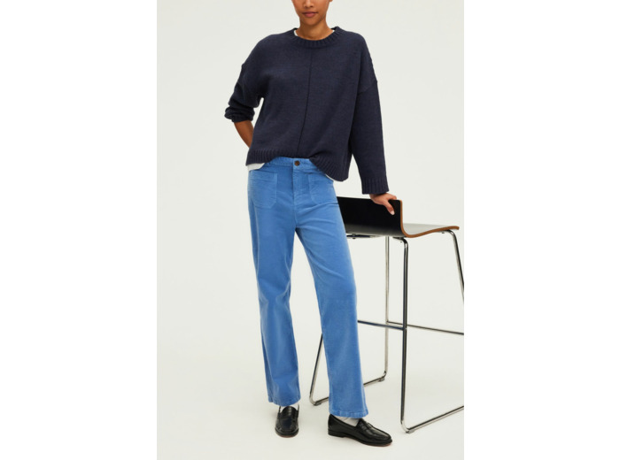 Pantalon droit en velours ciel - NANETTE