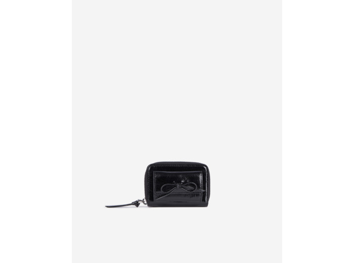 Porte-monnaie amelia en cuir craquelé noir black