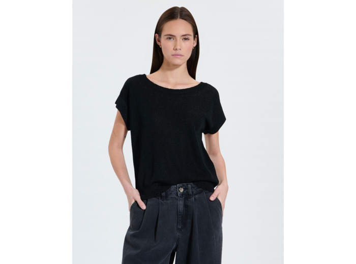 Pull fin noir pailleté