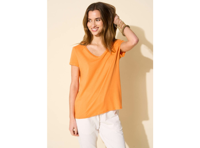 Tee-shirt col V en coton