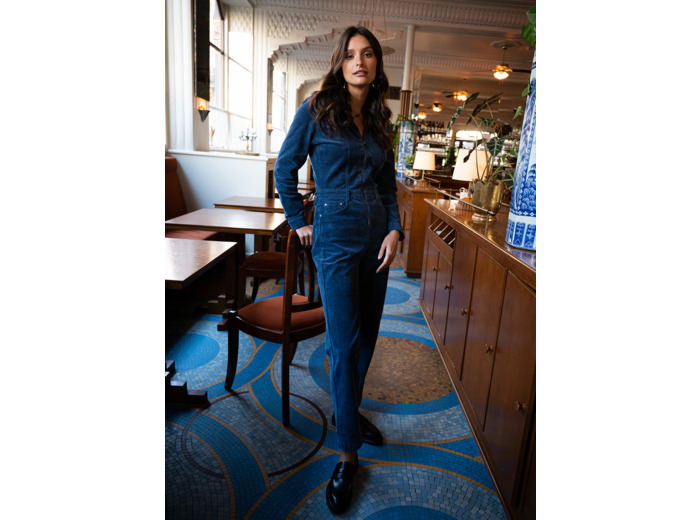 Combi pantalon en velours côtelé à manches longues