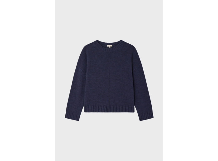 Pull col rond en laine mélangée marine - JOSSIA