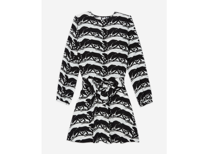 Robe Courte Avec Ceinture Imprimée black / white