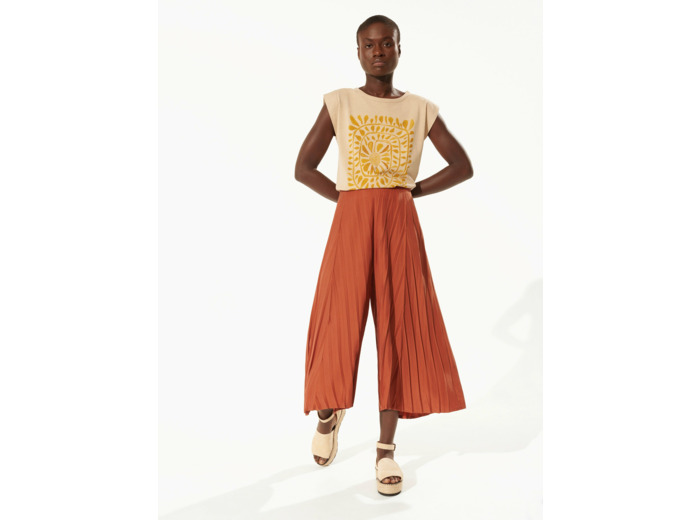 Pantalon large acajou