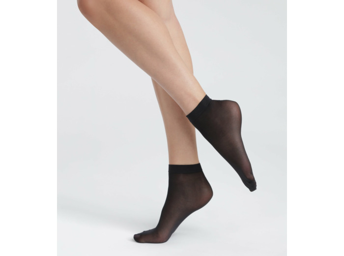 Lot de 2 paires de socquettes semi-opaques fils recyclés Noir Dim Good