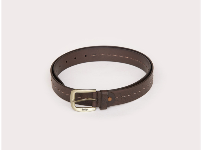 Ceinture cuir à relief avec detail surpiqure et boucle en métal gravée Lee Cooper