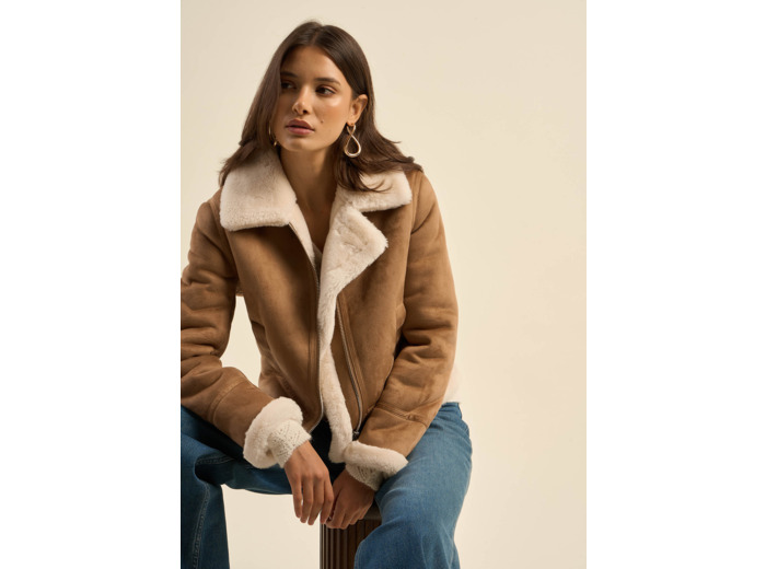 Blouson en fausse peau lainée